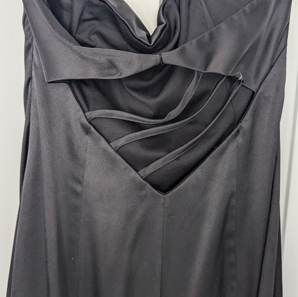 Jessica McClintock long black strapless gown tulle hem  10 Petite Vintage - Picture 14 of 16